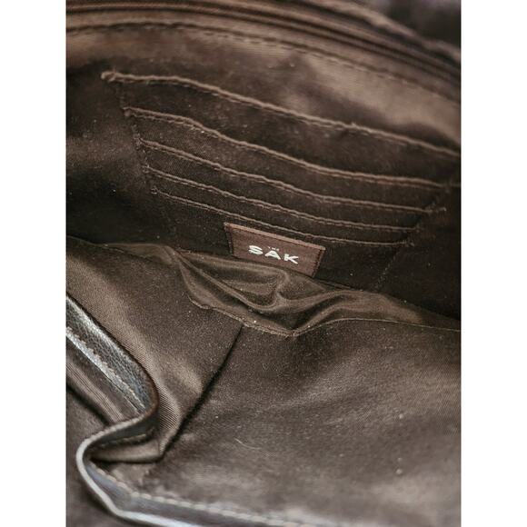 THE SAK Burgundy Fabric Brown Faux Leather Trim Shoulder Bag - Picture 5 of 5